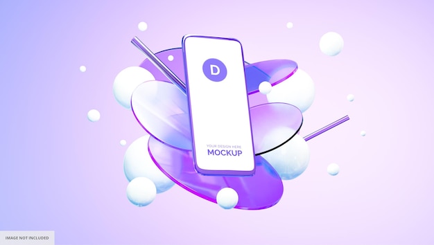 modelo de aplicación móvil con fondo abstracto de vidrio