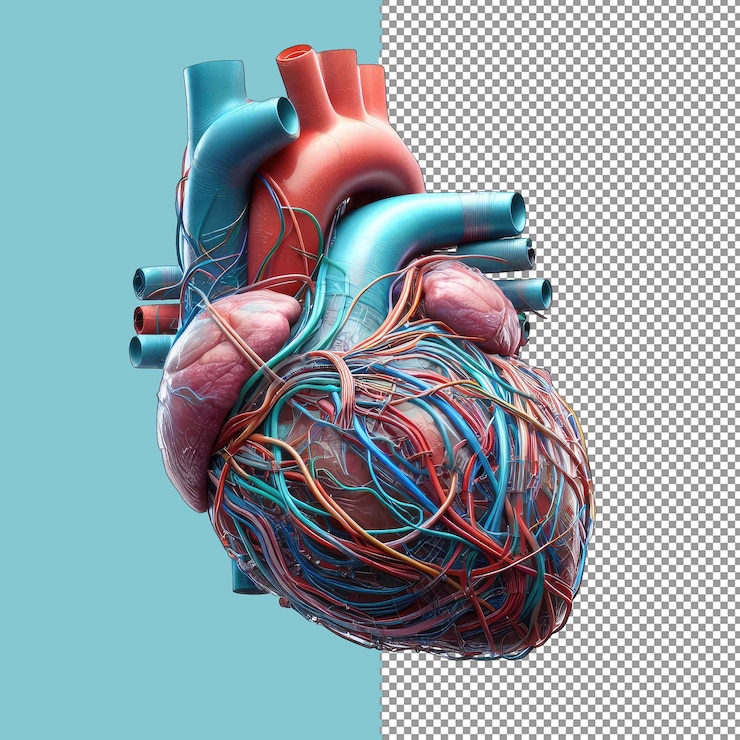 PSD modelo artístico de corazón de cable eléctrico png