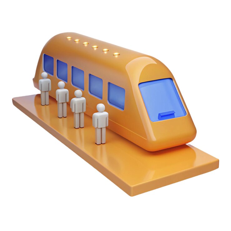 PSD un modelo de un autobús con personas de pie en una plataforma