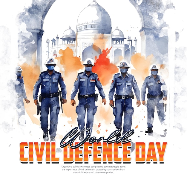 PSD modelo de banner para el día mundial de la defensa civil en las redes sociales
