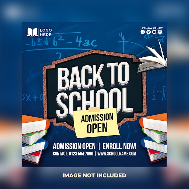 Modelo de banner de publicación de redes sociales de regreso a la escuela