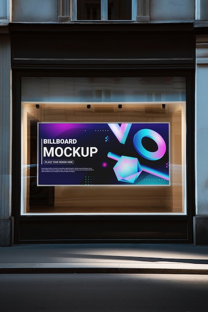 Modelo de banner publicitario en las ventanas de las tiendas