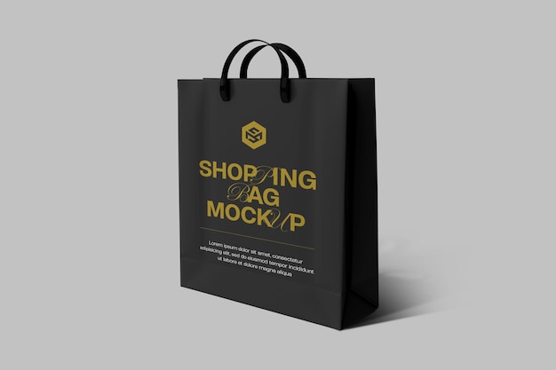 Modelo de bolsa de compras negra elegante para la presentación de la marca