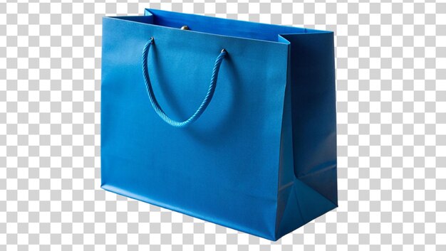 PSD un modelo de bolsa de compras de papel azul aislado en un fondo transparente