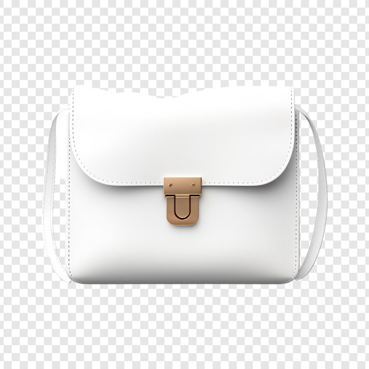 PSD modelo de bolsa de cuero con cuerpo cruzado sobre un fondo transparente