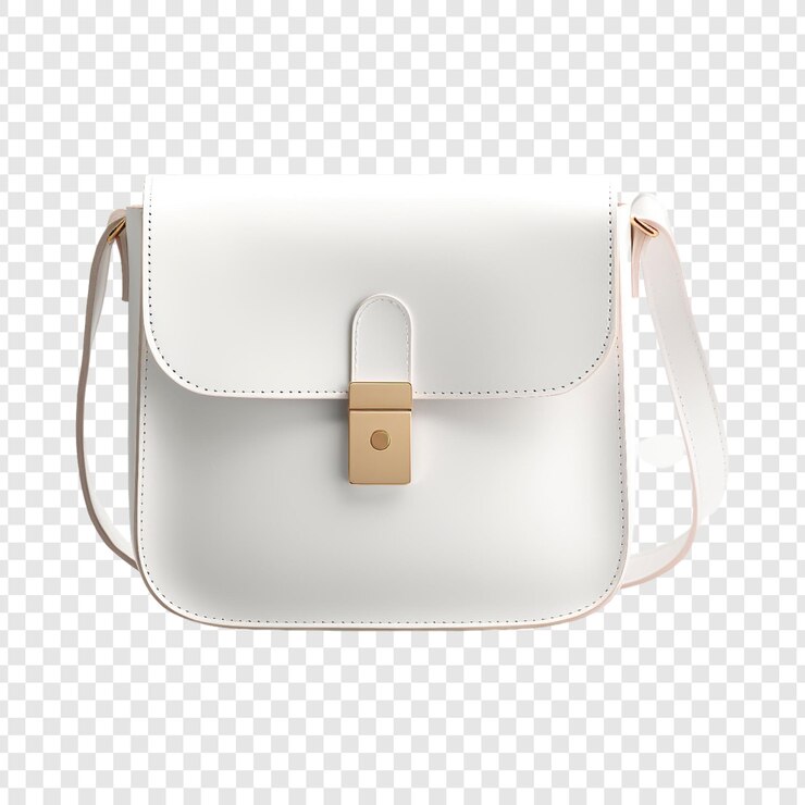 PSD modelo de bolsa de cuero con cuerpo cruzado sobre un fondo transparente