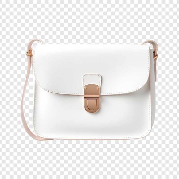PSD modelo de bolsa de cuero con cuerpo cruzado sobre un fondo transparente