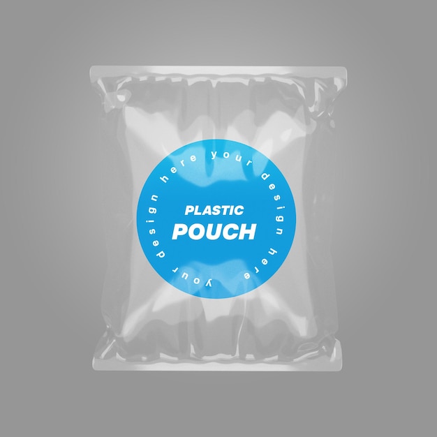 Modelo de bolsa de embalaje de plástico PSD sobre un fondo transparente