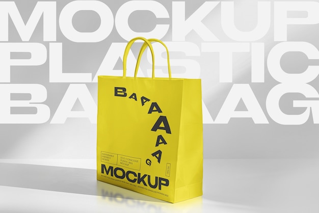 Modelo de bolsa de papel blanco en blanco