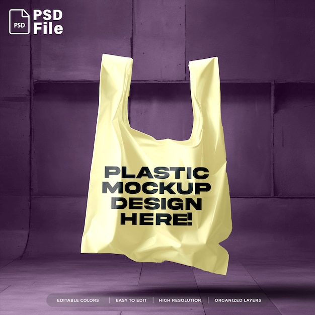 un modelo de bolsa de plástico de diseño de colores editables