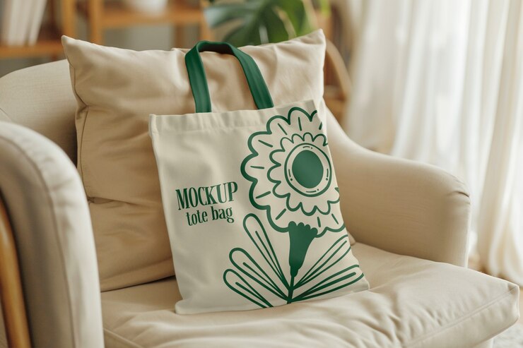 PSD modelo de bolsa de tela para interiores