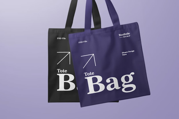 Modelo de bolsa de Tote con marca en la tela