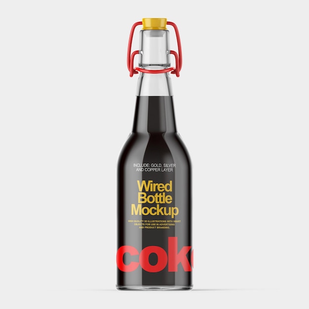 Modelo de botella de coca roja con alambre