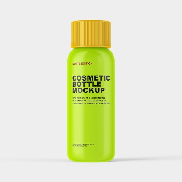 Modelo de botella de cosméticos en edición mate