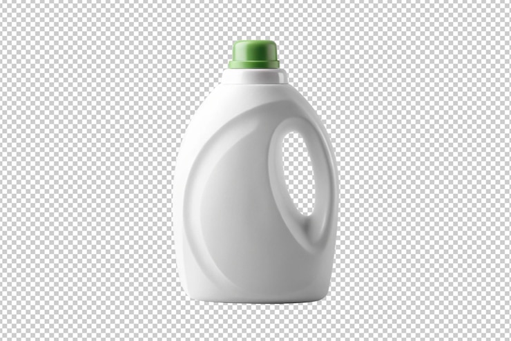 PSD modelo de botella de detergente sobre un fondo blanco