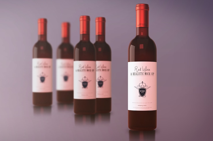 PSD modelo de botella de vino rojo