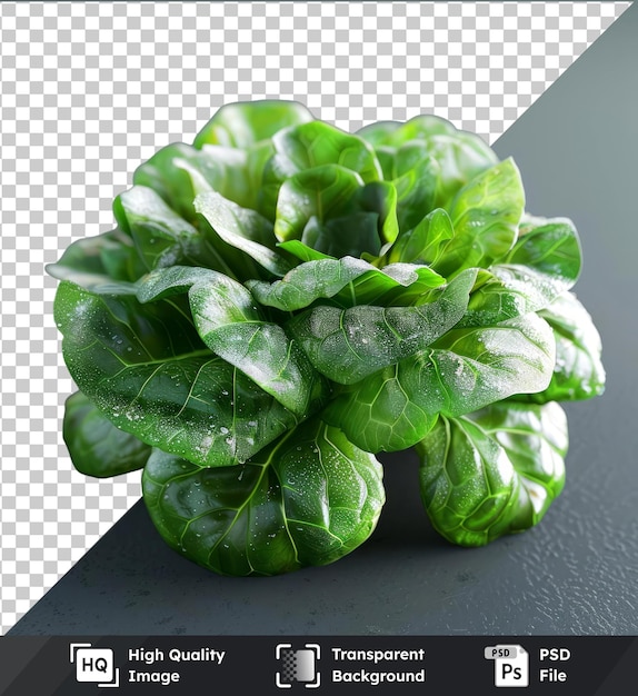 Modelo de brote de lechuga de primera calidad en una mesa gris