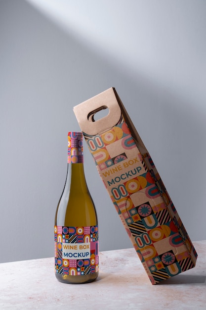Modelo de caja de cartón para el vino