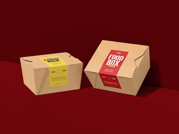Modelo de caja de comida de papel Kraft en 3D
