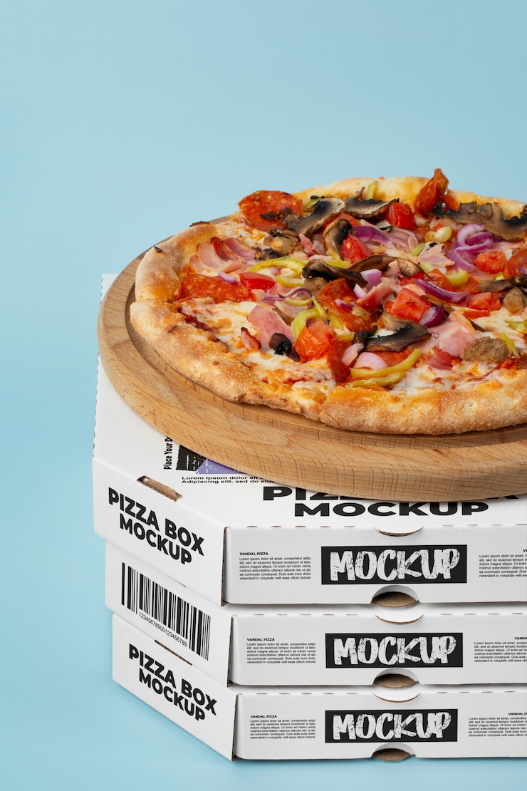 PSD un modelo de caja de pizza deliciosa