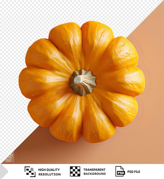 Modelo de calabaza aislado vista superior en un fondo de melocotón png psd