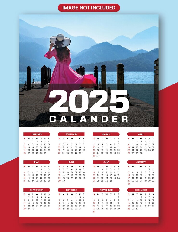 Modelo de calendario A4 moderno para el año 2025