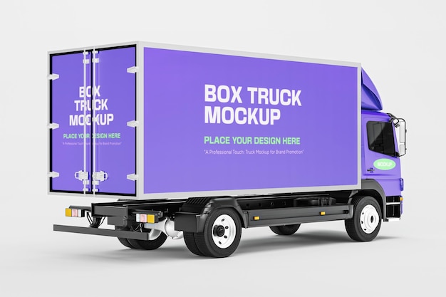 Modelo de camión de caja renderizado en 3D de atrás y vista en perspectiva derecha