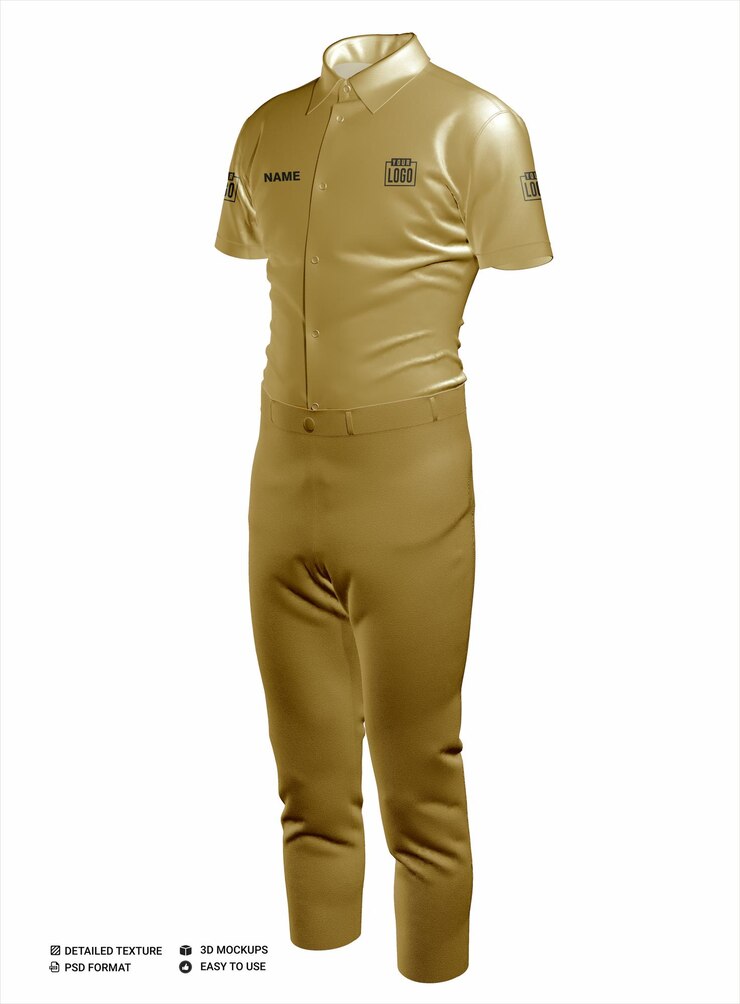 PSD modelo de camisa uniforme del lado izquierdo delantera