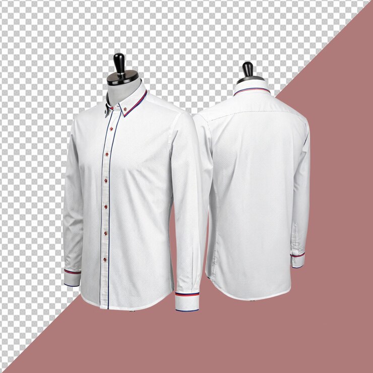 PSD modelo de camiseta con botón de negocio y fondo transparente