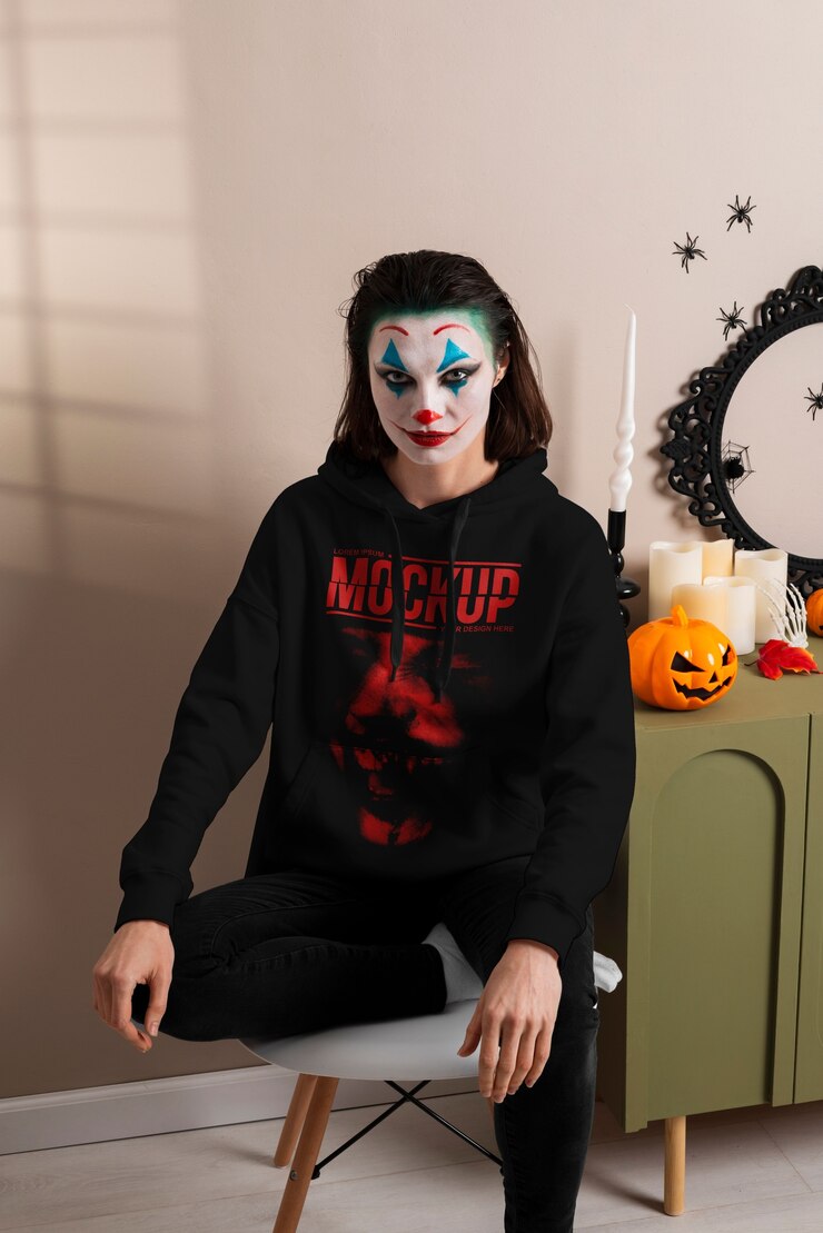 PSD modelo de camiseta con diseño temático de halloween