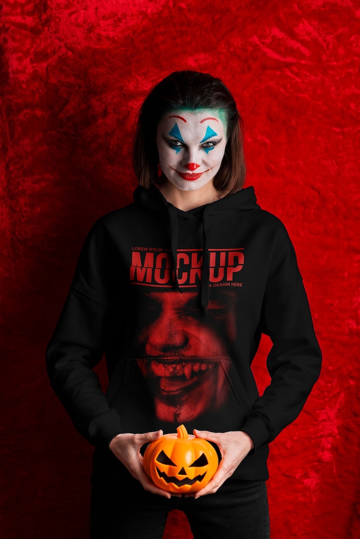 PSD modelo de camiseta con diseño temático de halloween