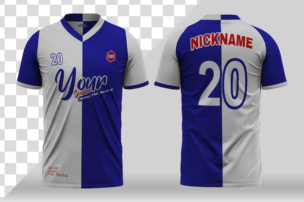 Modelo de camiseta de fútbol de manga corta con cuello en V