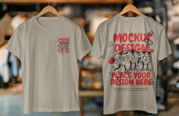 Modelo de camiseta con inscripción tanto en el frente como en la parte trasera