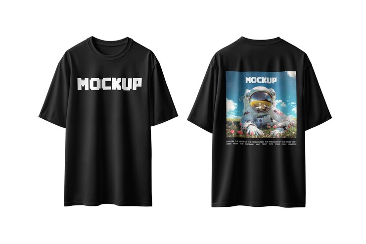 Modelo de camiseta de manga corta delantero y trasero