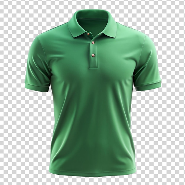 Modelo de camiseta de polo verde sencillo aislado sobre un fondo transparente