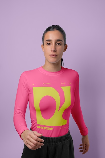 PSD modelo de camiseta térmica para adultos