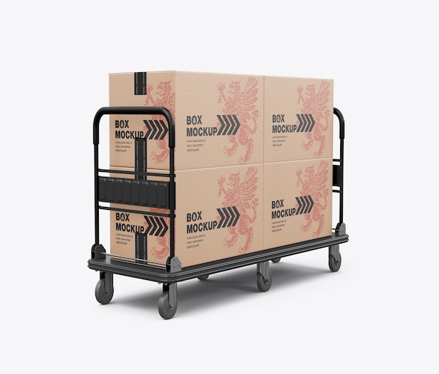 Modelo de carrito de almacén con cajas