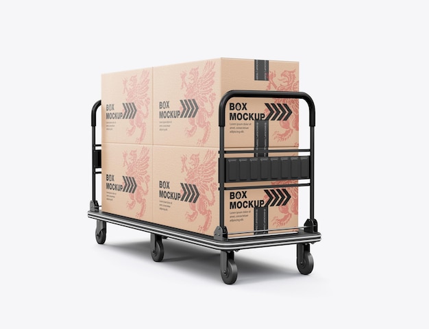 Modelo de carrito de almacén con cajas