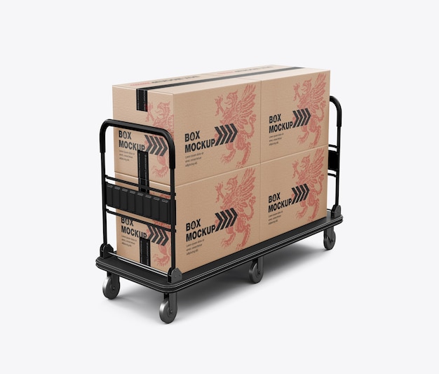 Modelo de carrito de almacén con cajas