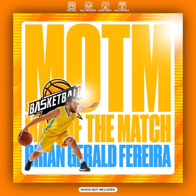 Modelo de cartel del hombre del partido de baloncesto
