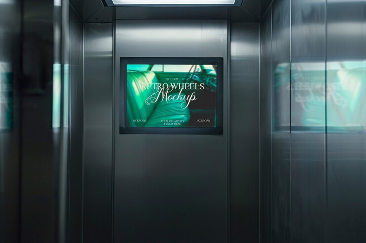 PSD modelo de cartel publicitario para ascensores