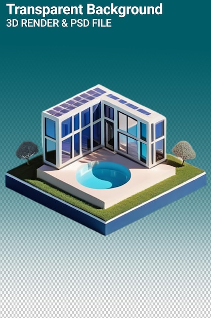 Un modelo de una casa con una piscina y una piscina