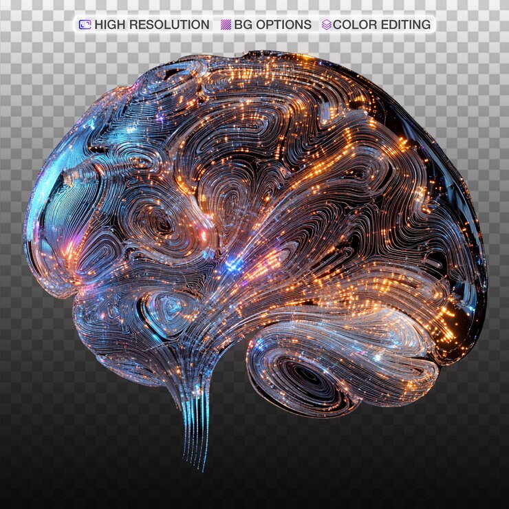 PSD modelo cerebral futurista con un diseño tecnológico intrincado