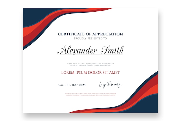 Modelo de certificado de aprecio moderno