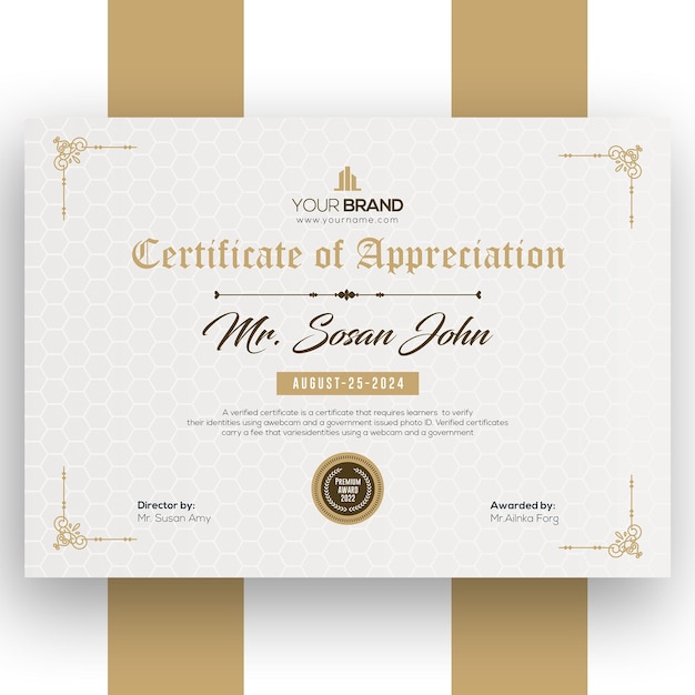 Modelo de certificado elegante