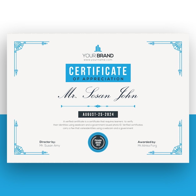 Modelo de certificado elegante