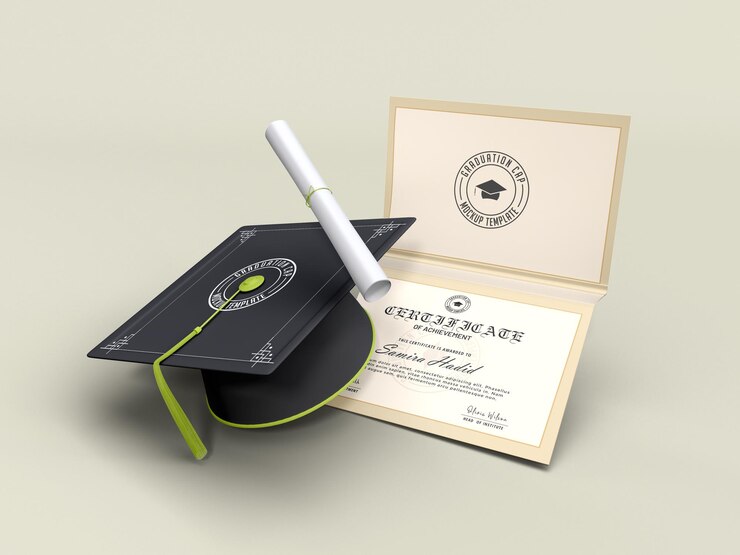 PSD modelo de certificado de graduación y diploma del estudiante