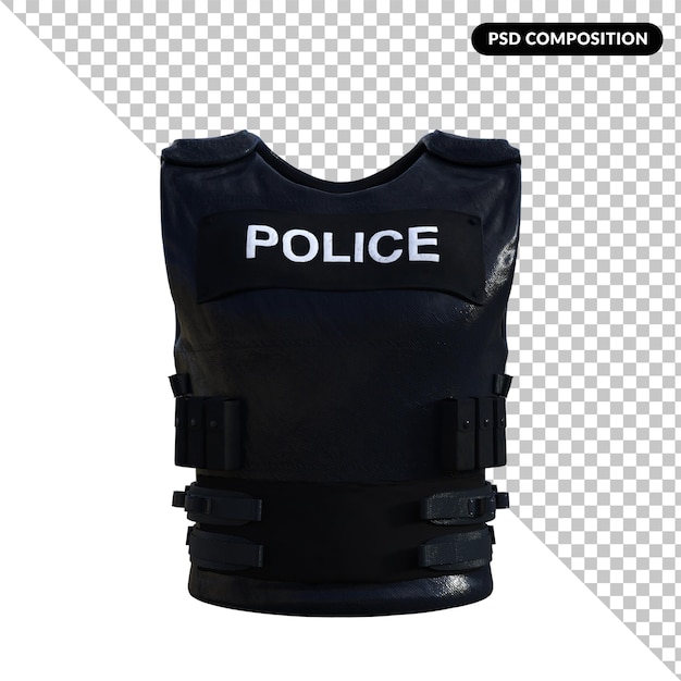 PSD modelo de chaleco de oficial de policía aislado en 3d