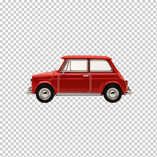 PSD modelo de coche retro rojo aislado sobre un fondo transparente