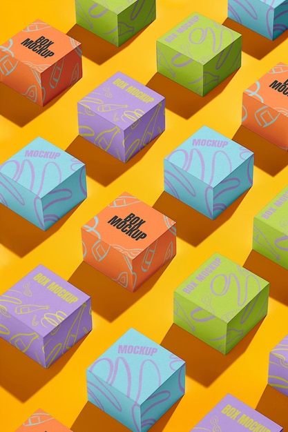 Modelo de contenedor de caja con diseño de garabates de marcador